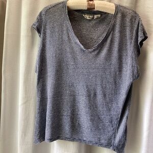 Boxy 100% Linen Striped Top * Medium